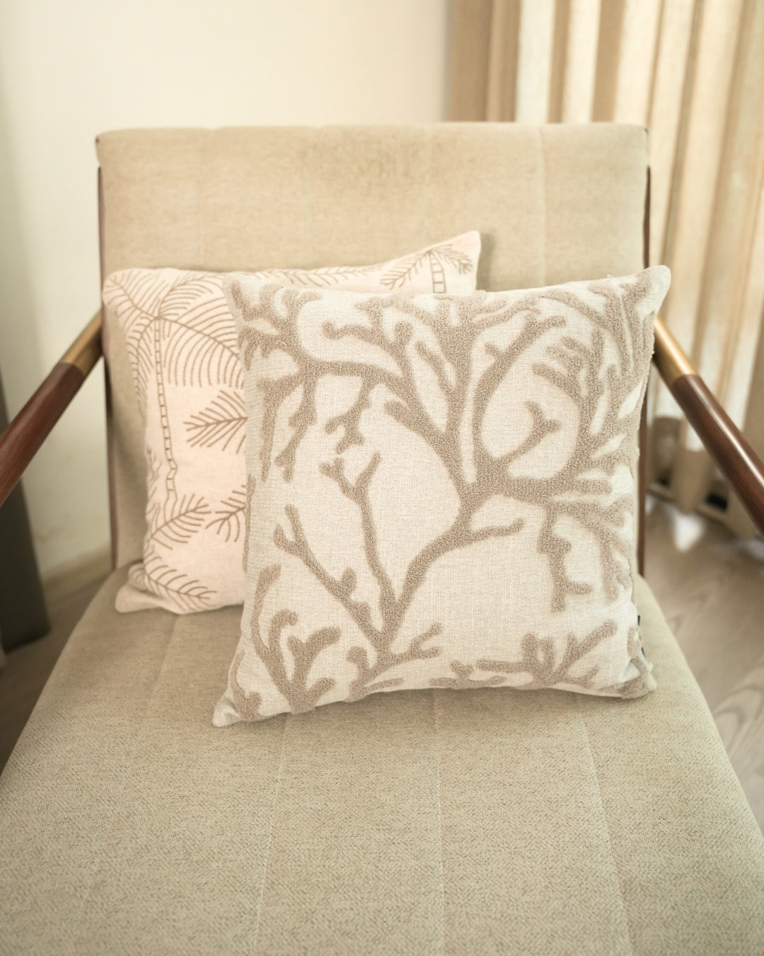 Palm Muse Palm Springs Embroidered Beige Cushion Cover (Size : 16"X16") - Elysian Home Decor